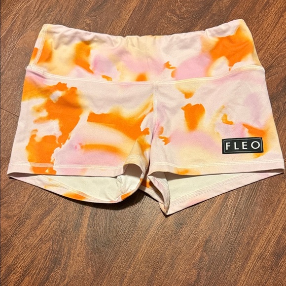Fleo Pants - Fleo Women's Vibrant Orange and Pink Athletic Shorts